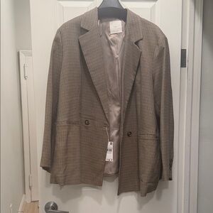 Mango Beige Houndstooth Blazer